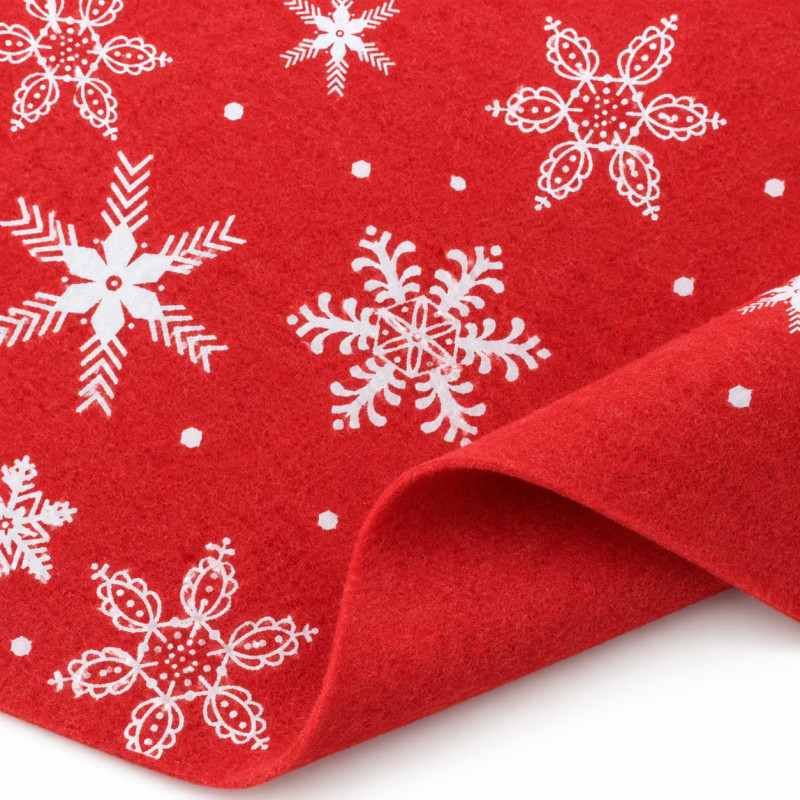 Red felt with big white flakes