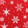 Fieltro rojo con grandes copos blancos