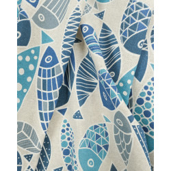 Linen Effect Coating 140 blue fish