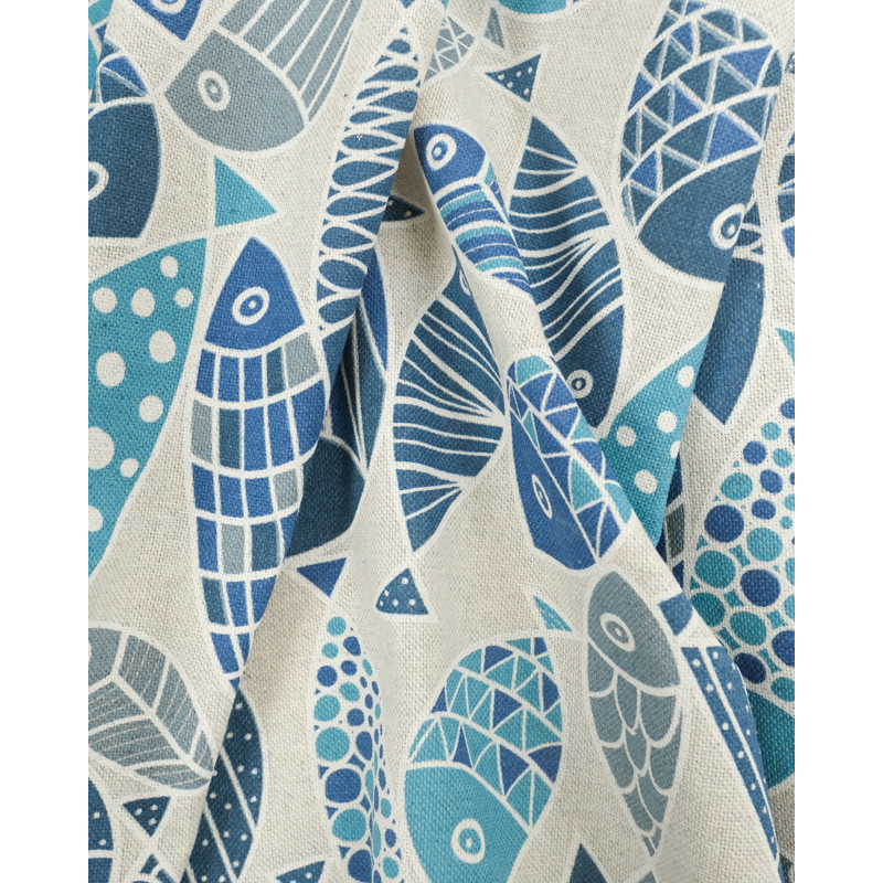 Linen Effect Coating 140 blue fish