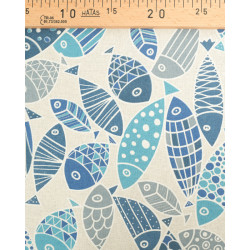 Linen Effect Coating 140 blue fish