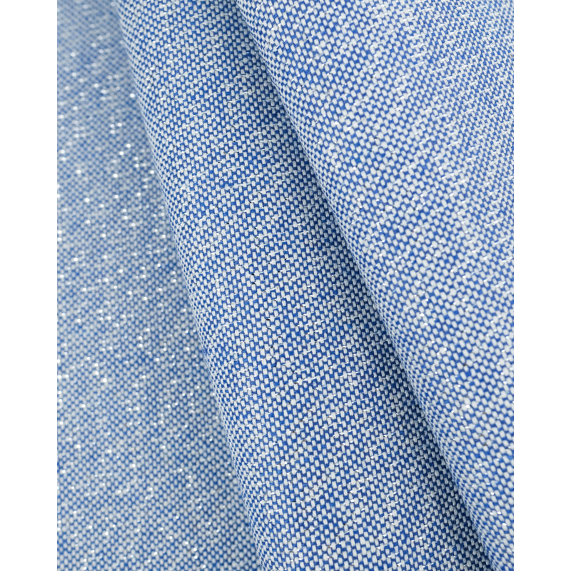 Effet Lin Lurex Enduit 160 Bleu Argent - Maison Klem