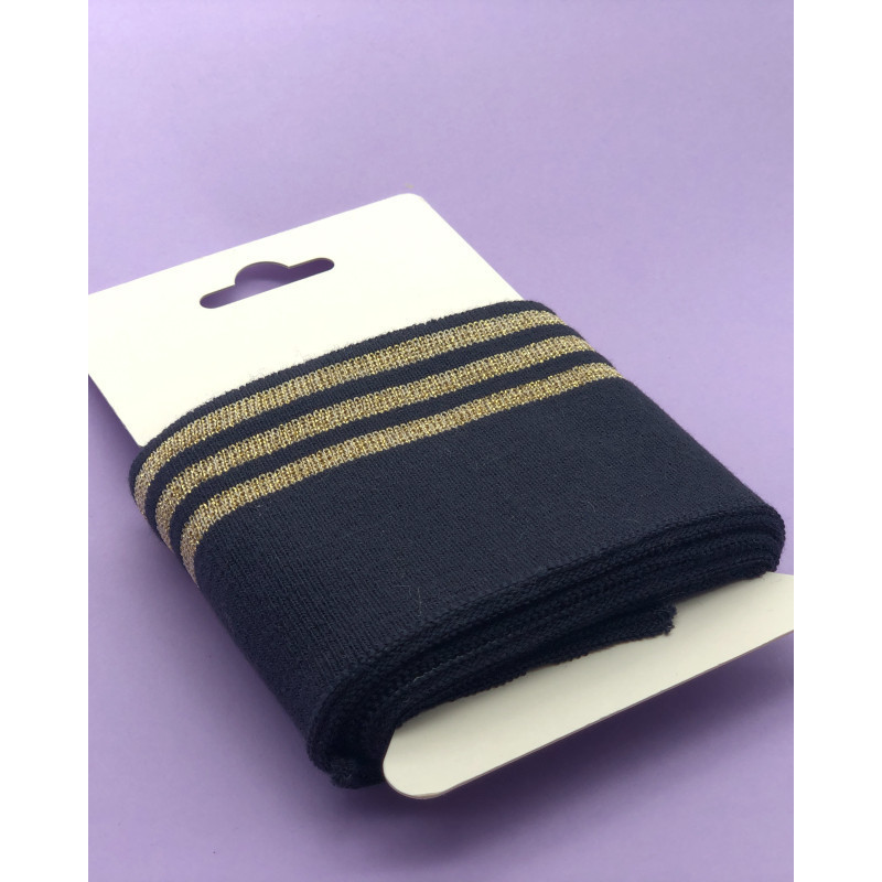 Bande Bord Côte Lurex Marine Or - Maison Klem