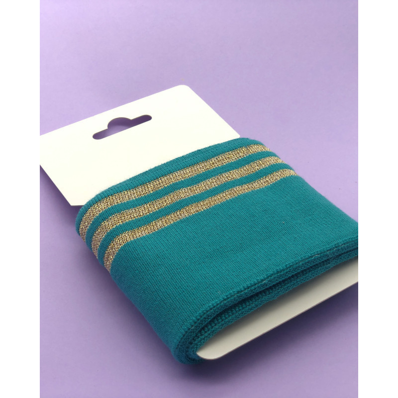 Bande Bord Côte Lurex Turquoise Or - Maison Klem