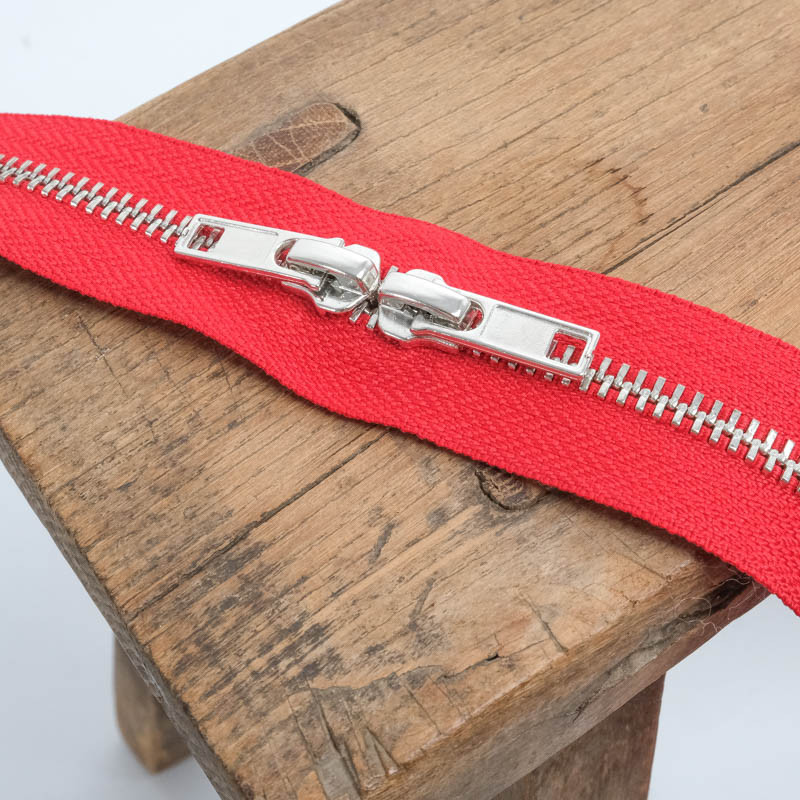 Fermeture Double Curseur 60CM Rouge - Maison Klem