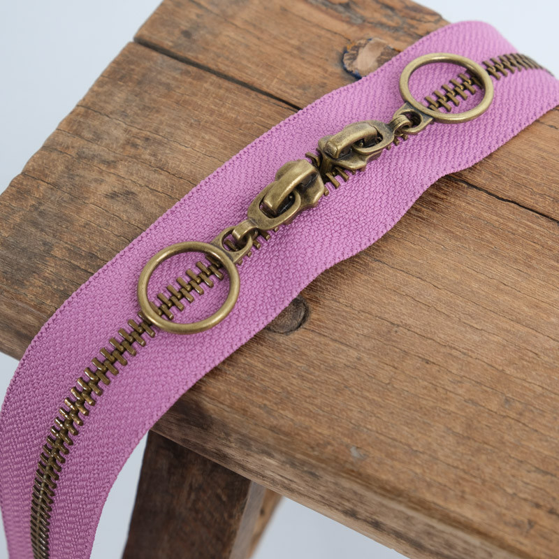 Fermeture Double Curseur Cercle 40CM Laiton Parme - Maison Klem