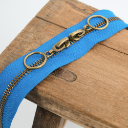 Fermeture Double Curseur Cercle 40CM Laiton Océan - Maison Klem