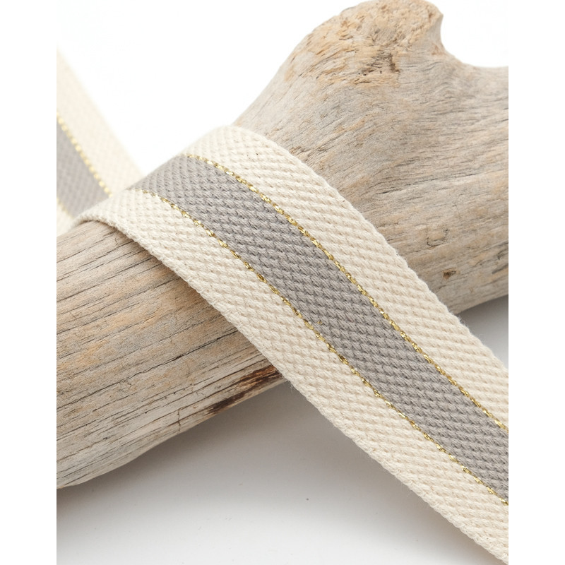 Sangle Coton Lurex Bicolore Gris Clair - Maison Klem