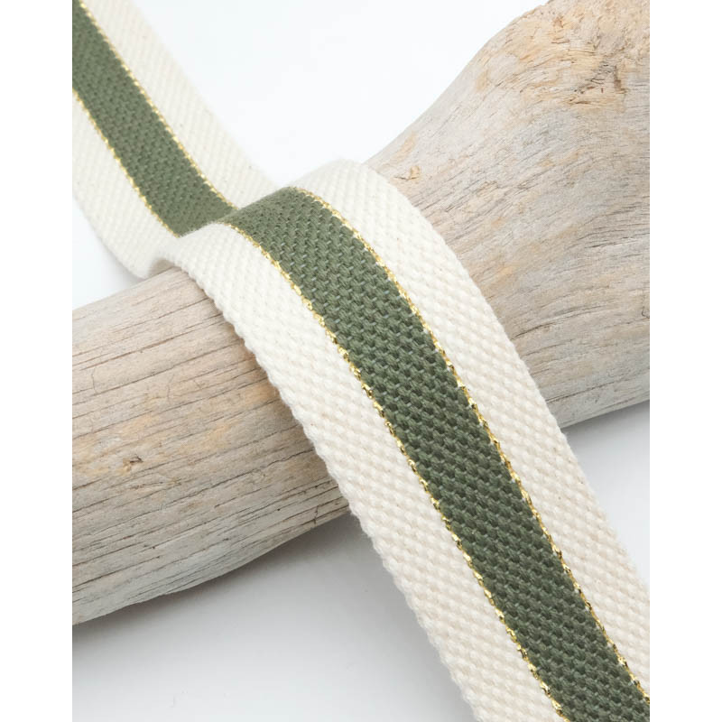 Sangle Coton Lurex Bicolore Kaki - Maison Klem