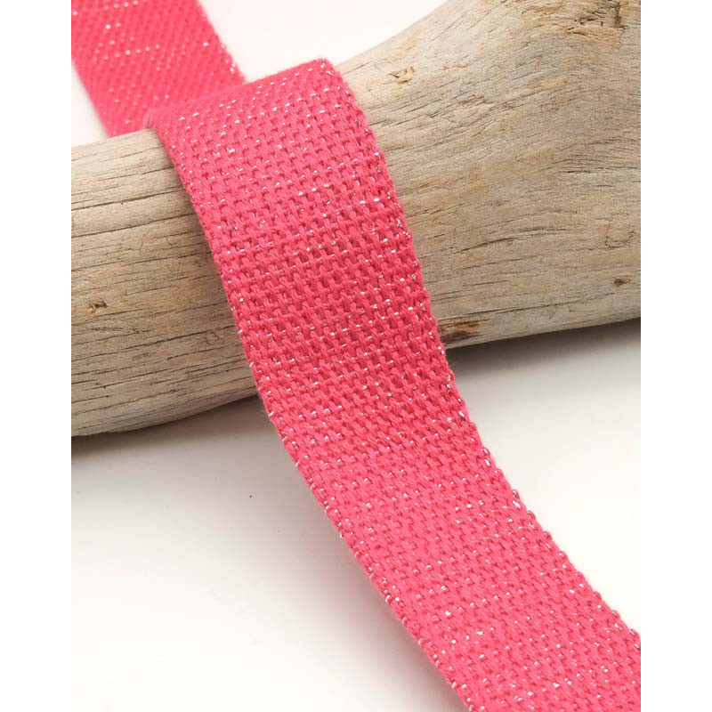 Sangle Coton Lurex Or 30MM fuchsia