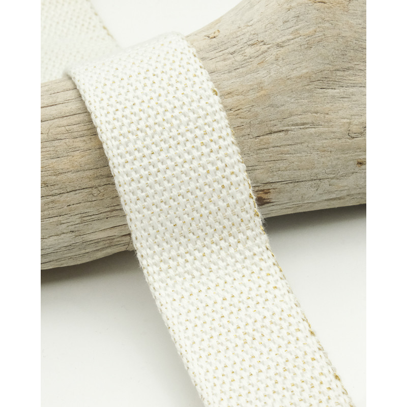 Sangle Coton Lurex Or 30MM blanc