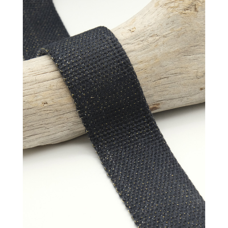 Sangle Coton Lurex Or 30MM noir