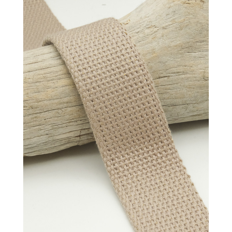 Sangle Coton Lurex Or 30MM beige