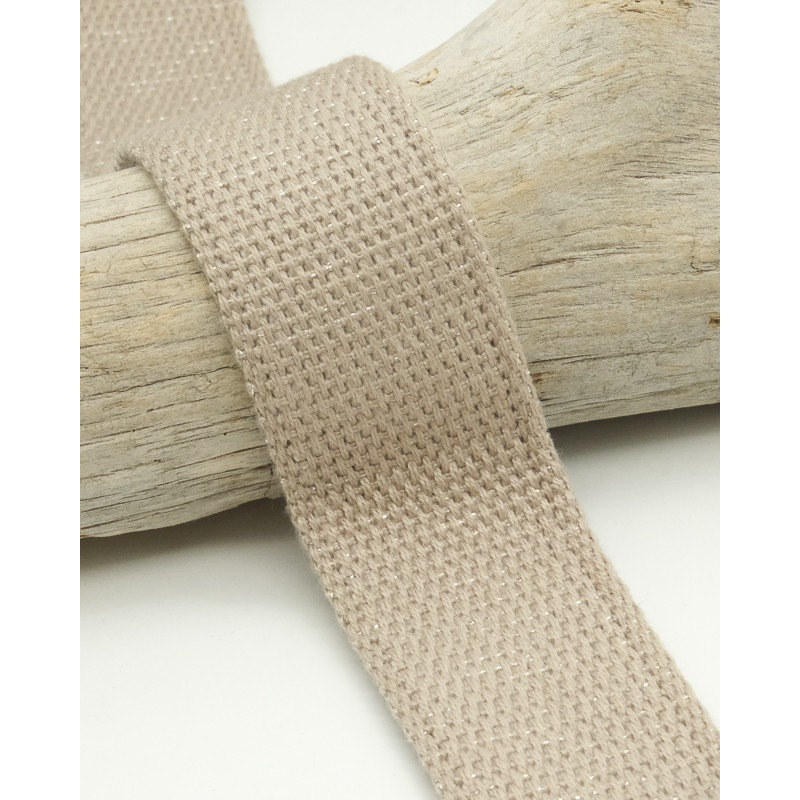 Sangle Coton Lurex Argent 30MM Beige - Maison Klem