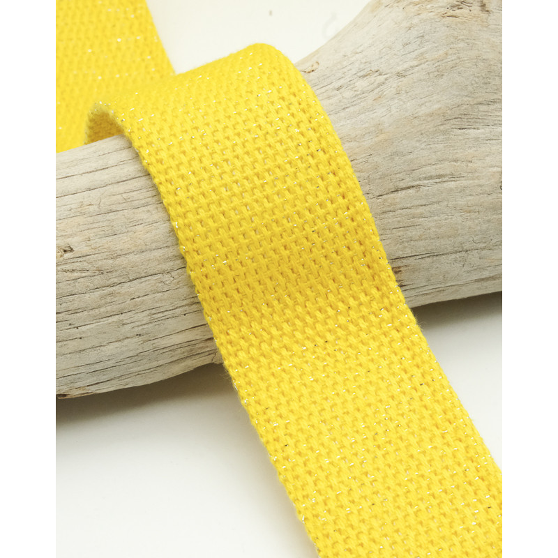 Sangle Coton Lurex Argent 30MM Jaune - Maison Klem