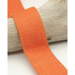 Sangle Coton Lurex Argent 30MM Orange - Maison Klem