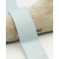 Sangle Coton Lurex Argent 30MM bleu ciel