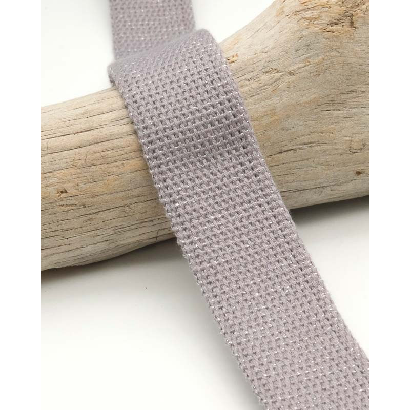 Sangle Coton Lurex Argent 30MM Gris Clair - Maison Klem