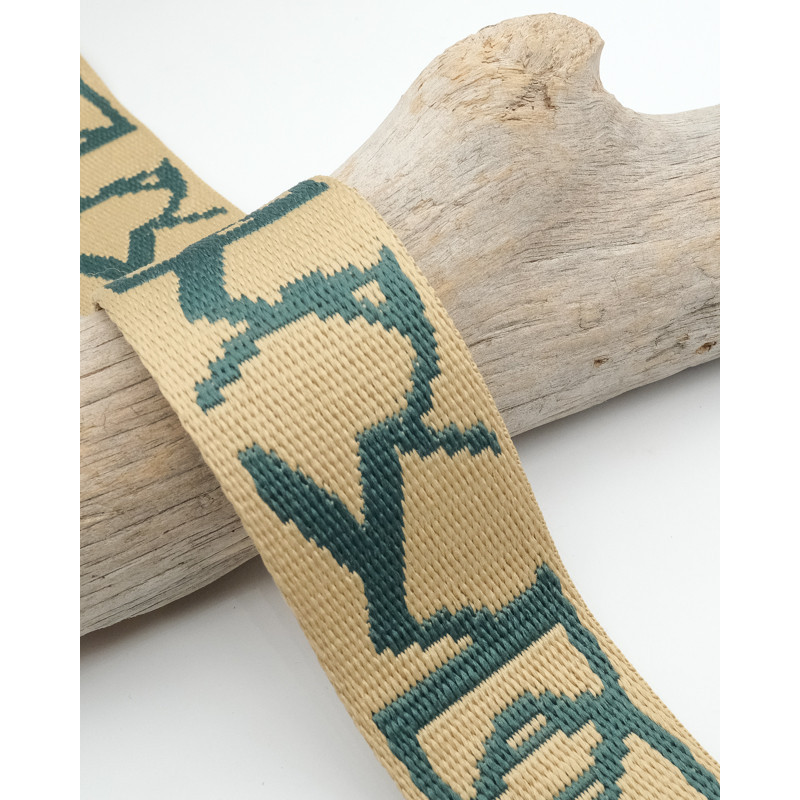 Sangle Jacquard Dmotivé 38MM Ecru Bleu - Maison Klem