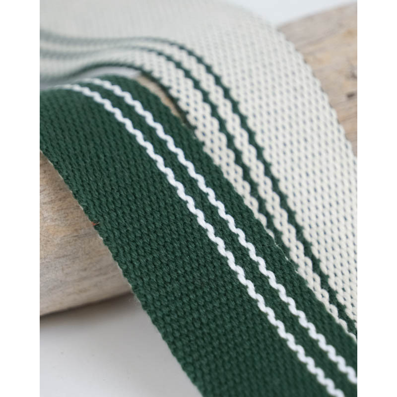 Sangle Bicolore Double Face 30MM Vert Blanc - Maison Klem