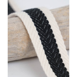 Sangle Chevron Bicolore 30MM Noir Ecru - Maison Klem