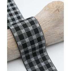 40MM Square Silver and Black Lurex Elastic Design