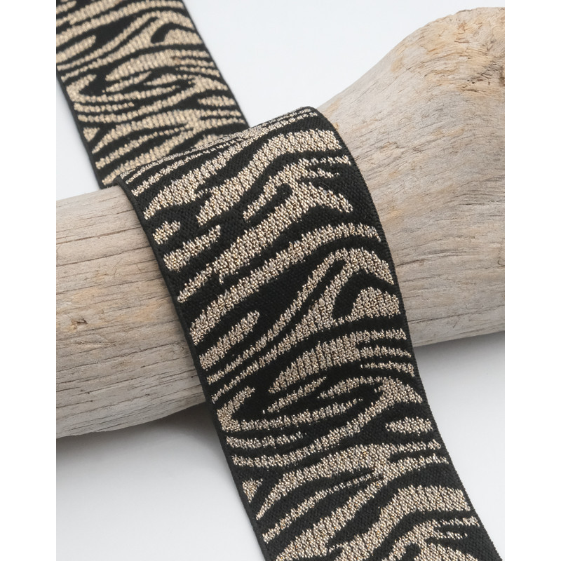 40MM Gold and Black Tiger Lurex Elastic Design