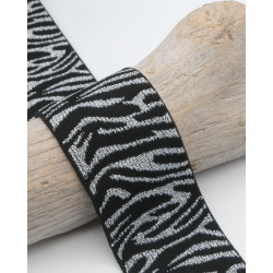40MM Silver and Black Tiger Lurex Elastic Design