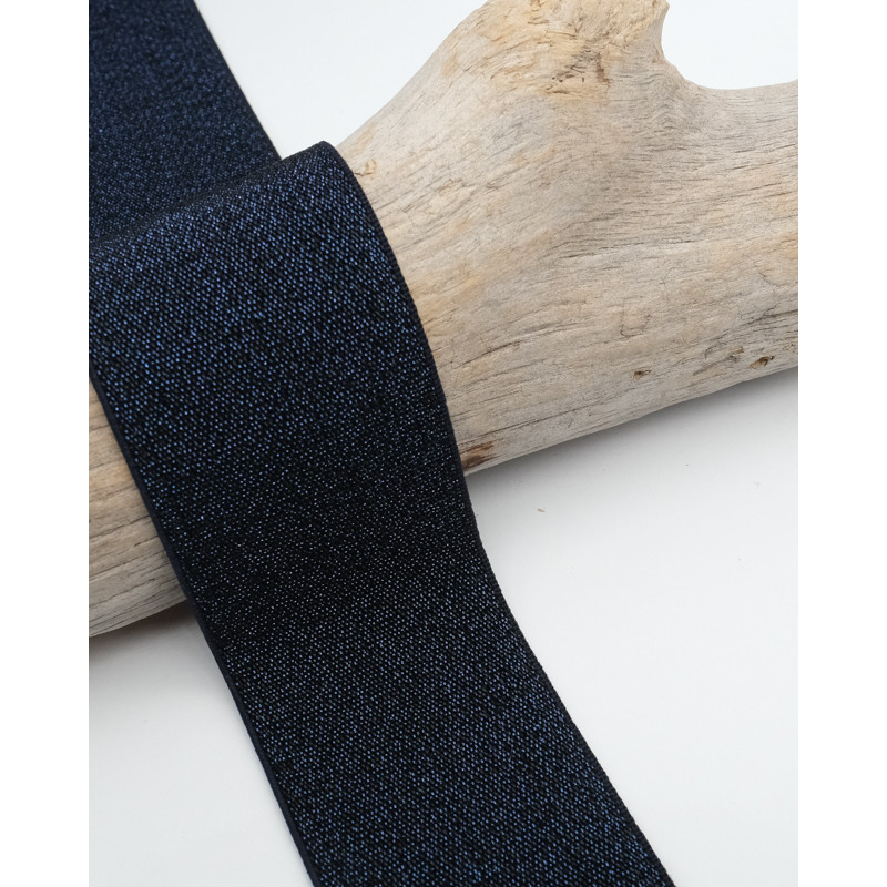 40MM Navy Blue Lurex Elastic