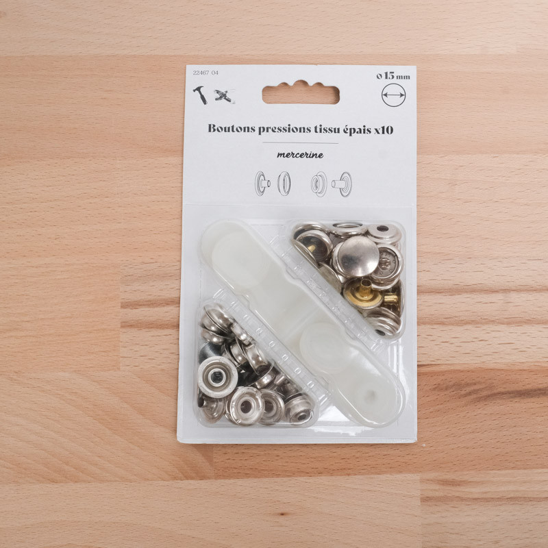Bouton Pression Tissu épais taille 15MM nickel