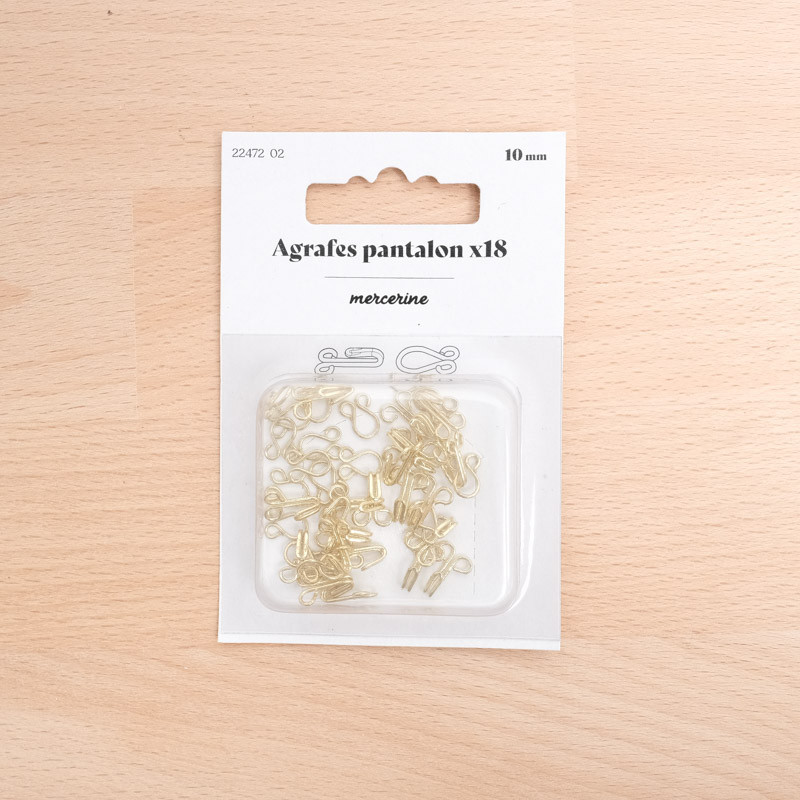 Broekssluiting met haakje, 10 mm, goudkleurig