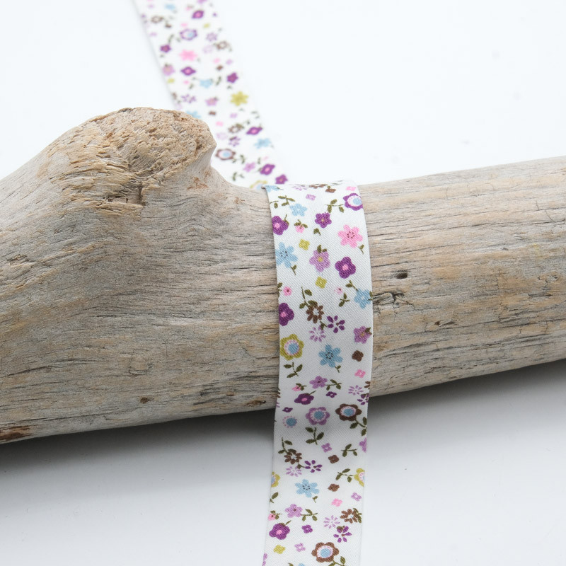 Biais Fleurs 18MM Violet - Maison Klem