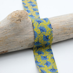 Biais Ethnique 30MM Eventails Bleu et Jaune - Maison Klem