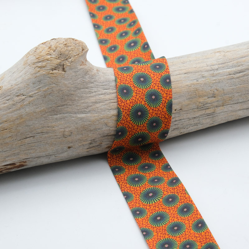Biais Ethnique 30MM Soleil Vert et Orange - Maison Klem