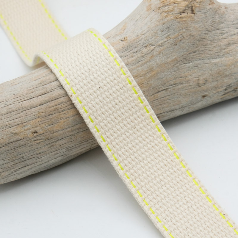 Sangle Rayure Fluo 30MM Ecru Et Jaune - Maison Klem