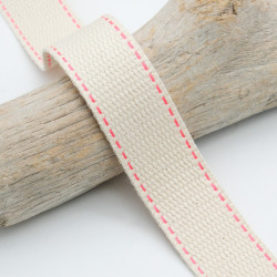 Sangle Rayure Fluo 30MM Ecru Et Rose - Maison Klem