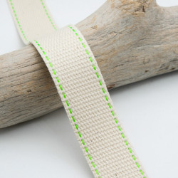 Sangle Rayure Fluo 30MM Ecru Et Vert - Maison Klem