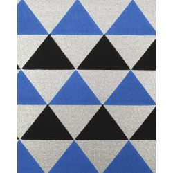 Tissu Wax Lurex Triangles Bleus Et Noirs - Maison Klem