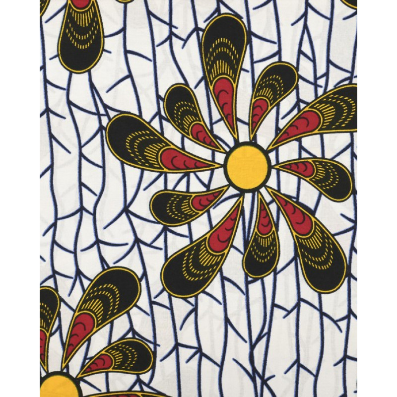 Tissu Wax Fleur Soleil - Maison Klem