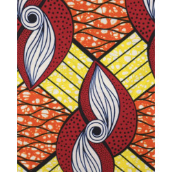 Tissu Wax Jaune Bordeaux Et Orange - Maison Klem
