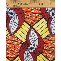 Tissu Wax Jaune Bordeaux Et Orange - Maison Klem