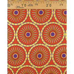 Tissu Wax Lurex Cercles Rouges Et Jaunes - Maison Klem