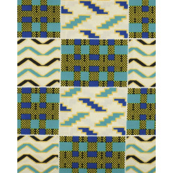 Tissu Wax Lurex Graphique Jaune Et Bleu - Maison Klem