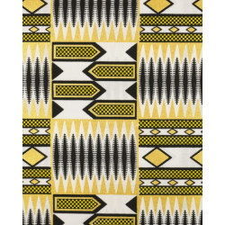 Tissu Wax Lurex Graphique Noir Et Jaune - Maison Klem
