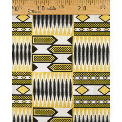 Tissu Wax Lurex Graphique Noir Et Jaune - Maison Klem