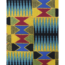 Tissu Wax Lurex Graphique Bleu Et Rouge - Maison Klem