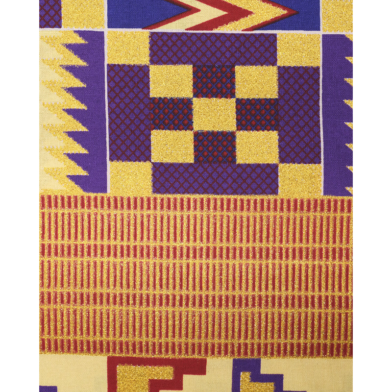 Tissu Wax Lurex Graphique Violet Bleu Et Rouge - Maison Klem