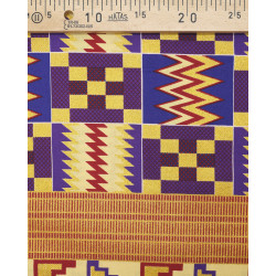 Tissu Wax Lurex Graphique Violet Bleu Et Rouge - Maison Klem