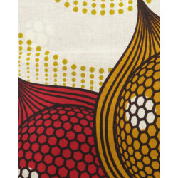 Tissu Wax Motif Rouge Orange Et Fond Ecru - Maison Klem