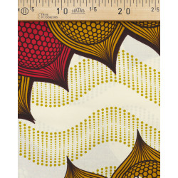 Tissu Wax Motif Rouge Orange Et Fond Ecru - Maison Klem